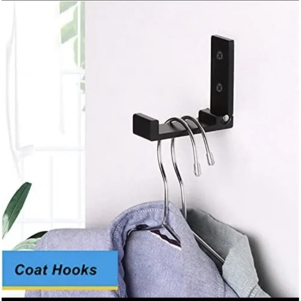 Folding Coat Hooks, 2 Wall Hooks for Hanging Coat Towel Hooks Hardware Heavy